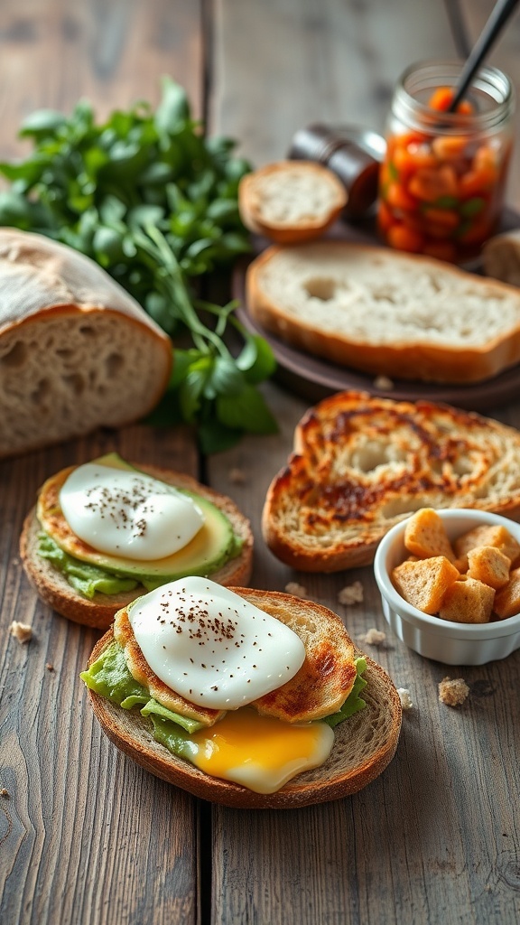 Creative Sourdough Bread Ideas A variety of sourdough bread dishes including toast, grilled cheese, pizza, and croutons on a rustic table.
